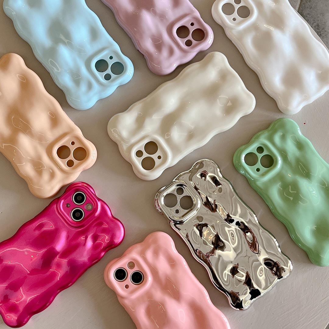 Cute Solid Color Curly Wave Phone Case