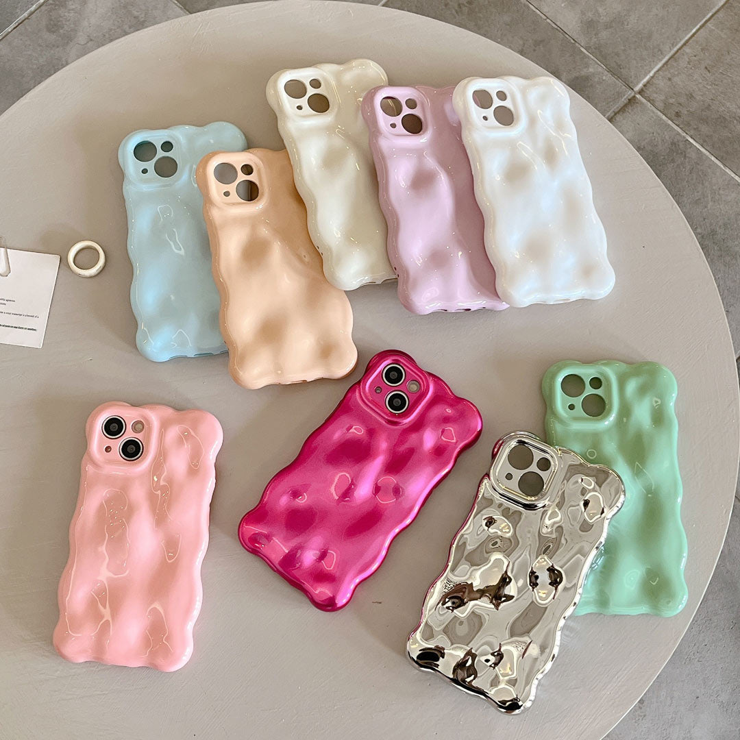 Cute Solid Color Curly Wave Phone Case