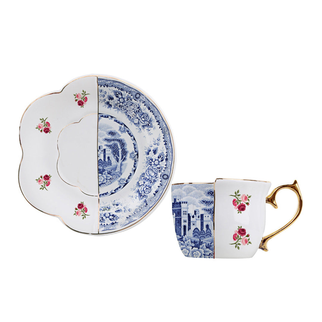 Rural British Style Coffee Cup and Saucer Set