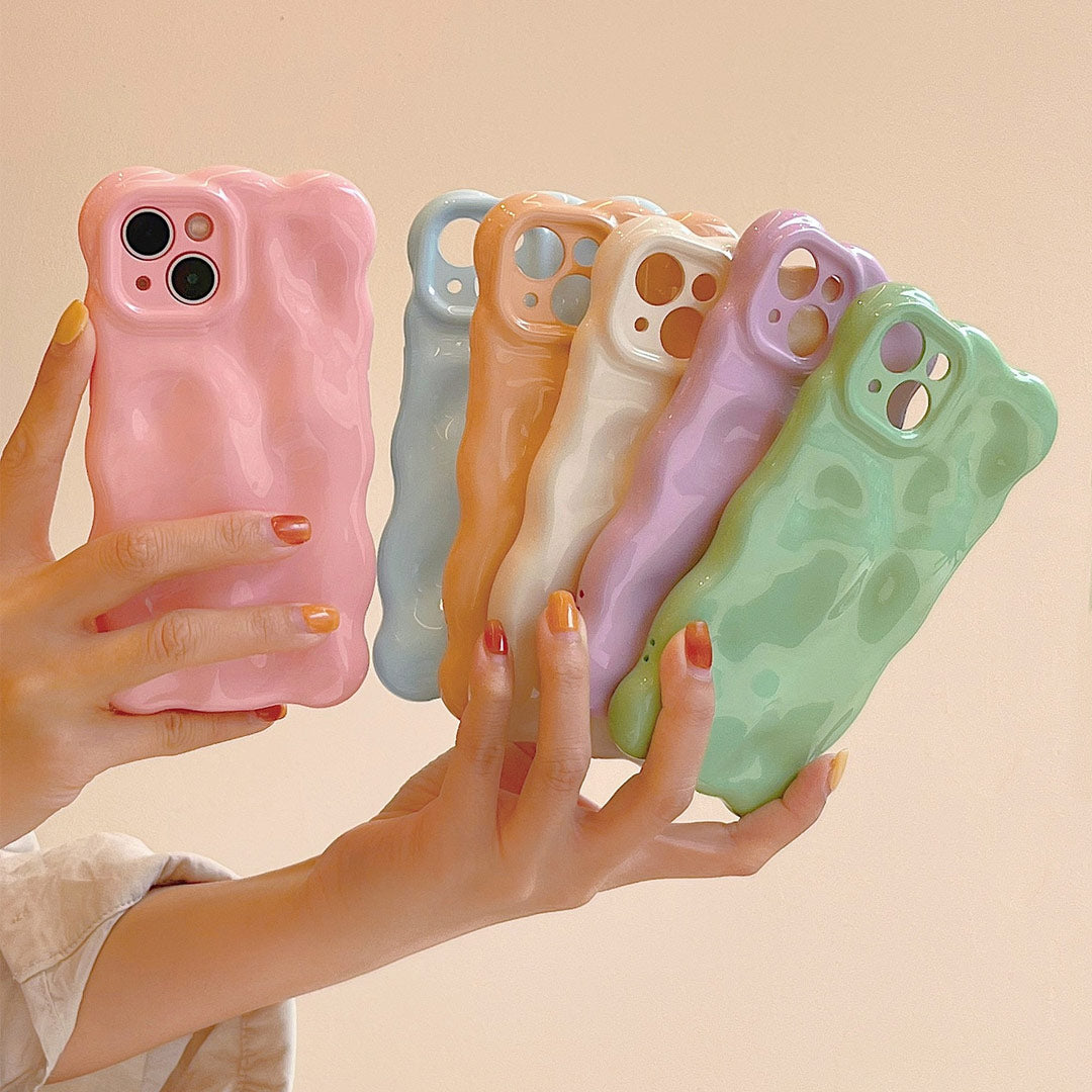 Cute Solid Color Curly Wave Phone Case