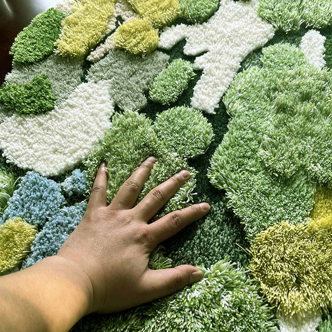 Abstract 3D Plush Moss Rug