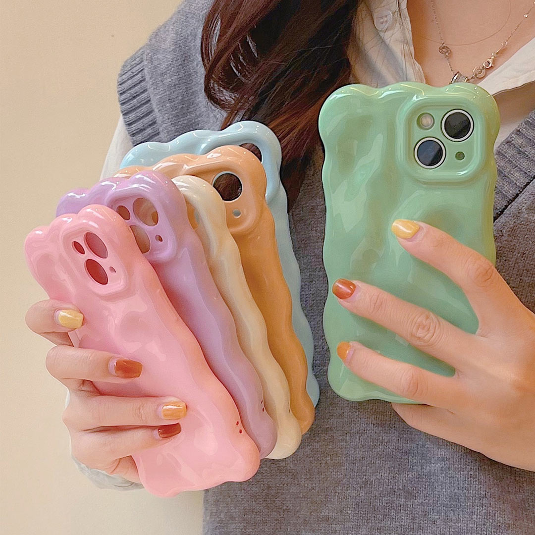 Cute Solid Color Curly Wave Phone Case