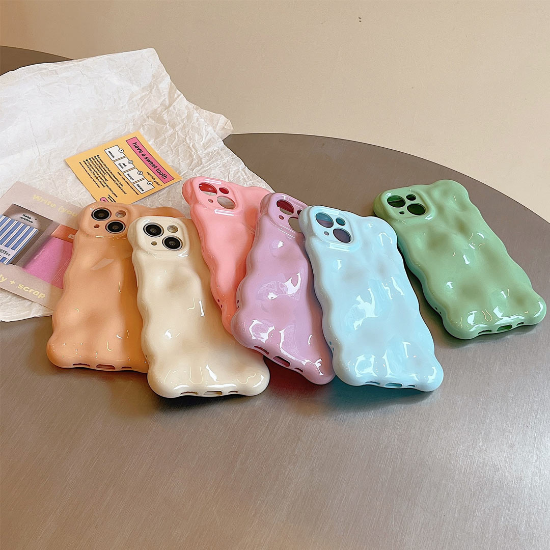 Cute Solid Color Curly Wave Phone Case