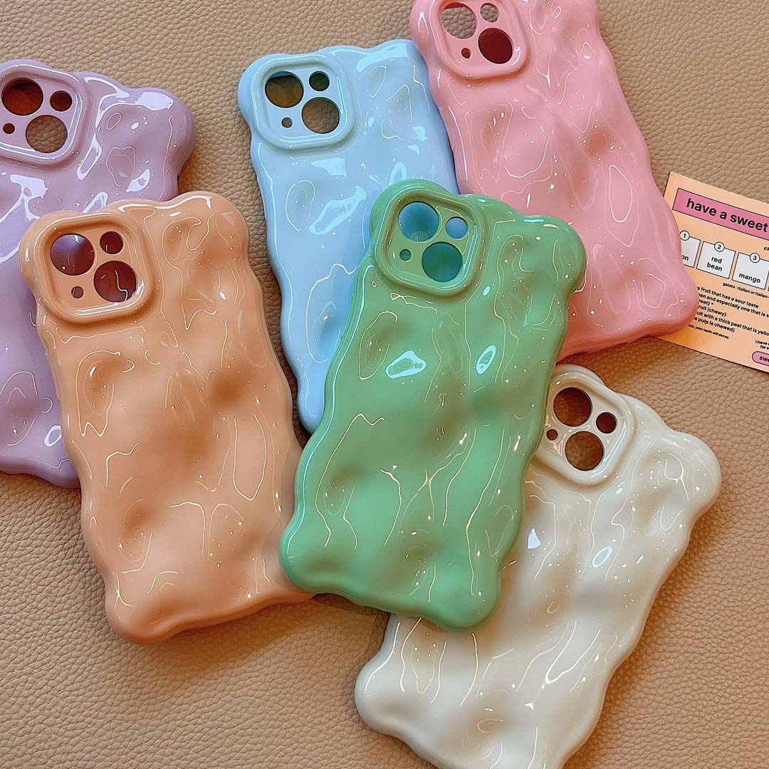 Cute Solid Color Curly Wave Phone Case