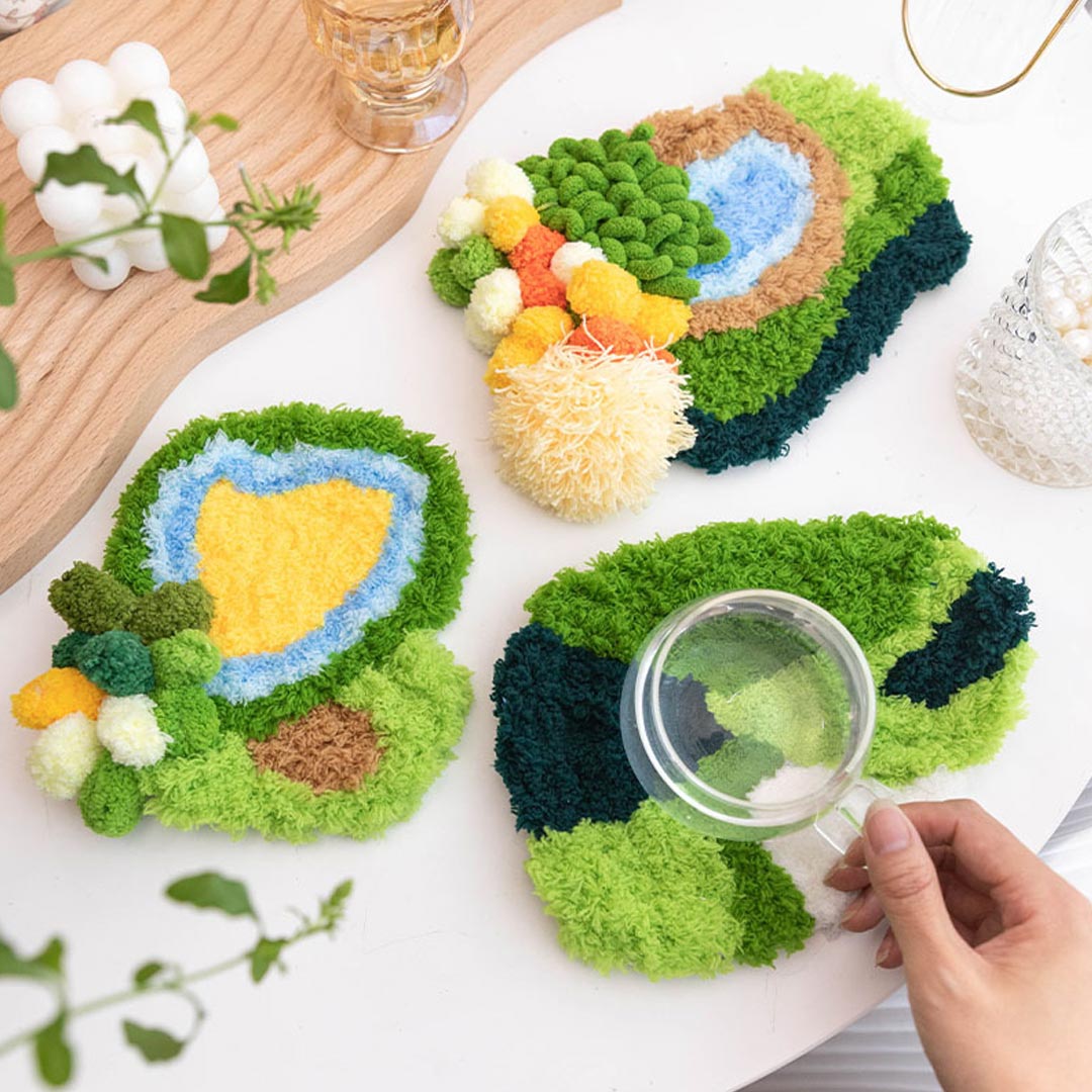 Moss Coaster DIY Material Crochet Kits