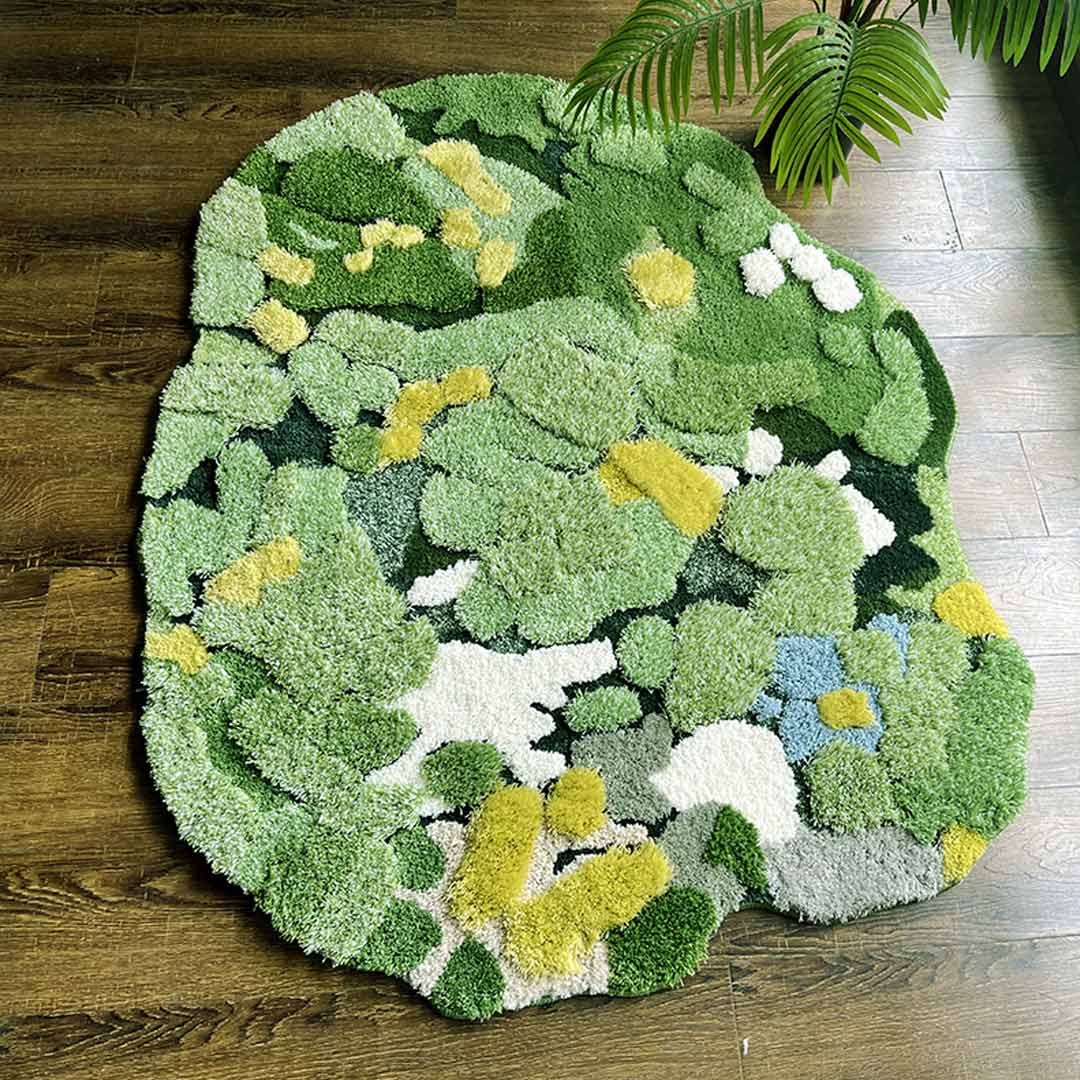 Abstract 3D Plush Moss Rug