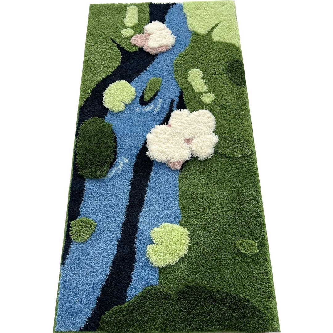 Abstract 3D Plush Moss Rug