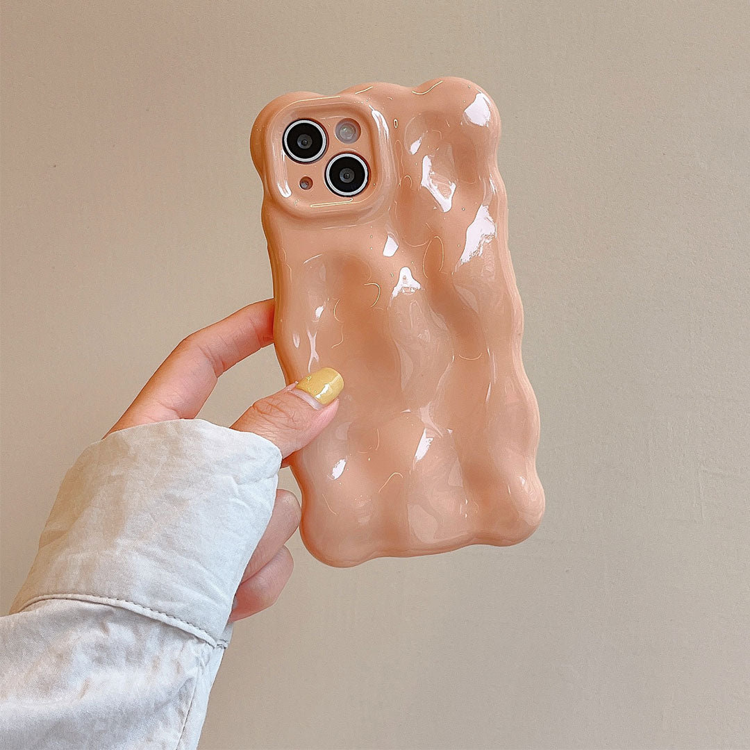 Cute Solid Color Curly Wave Phone Case