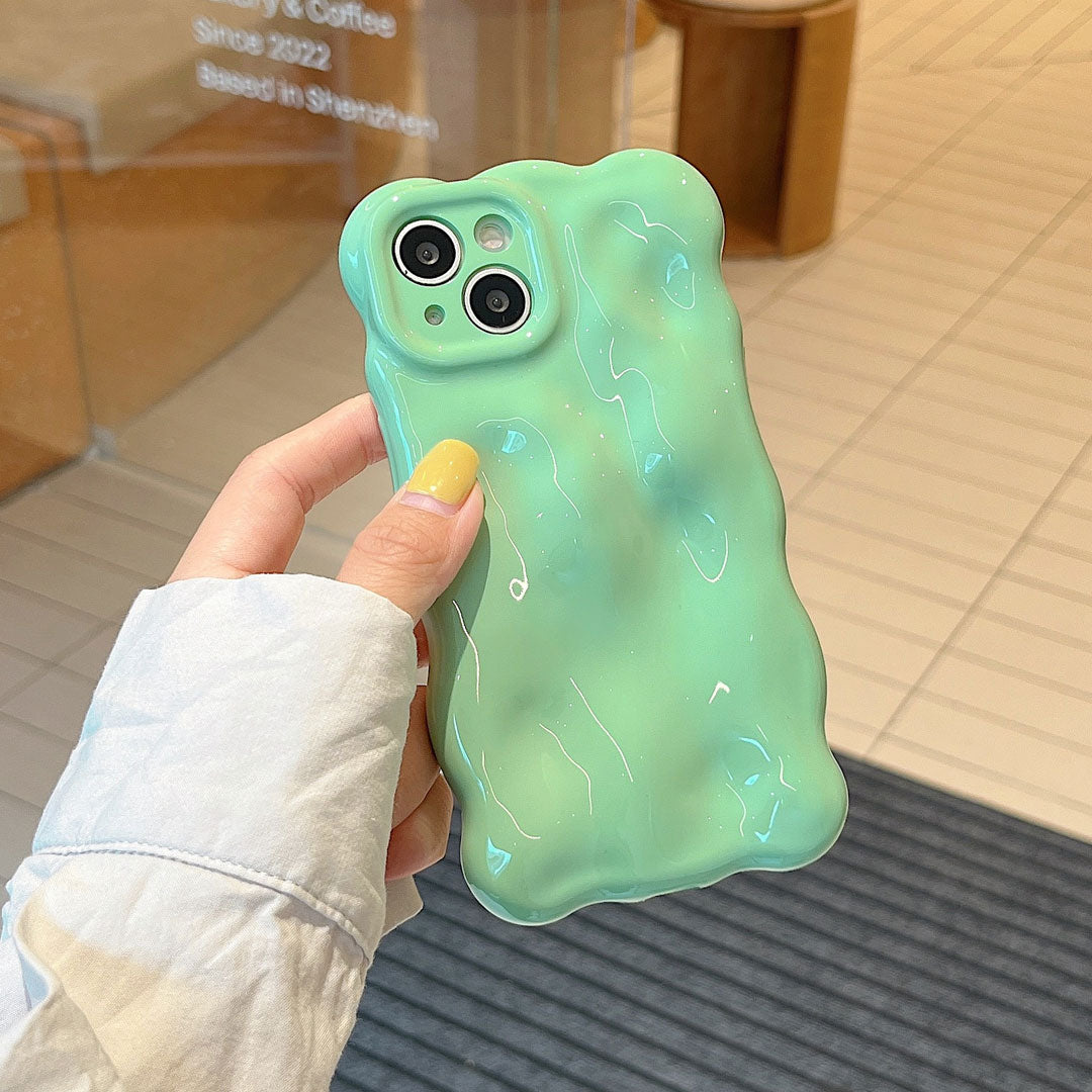 Cute Solid Color Curly Wave Phone Case