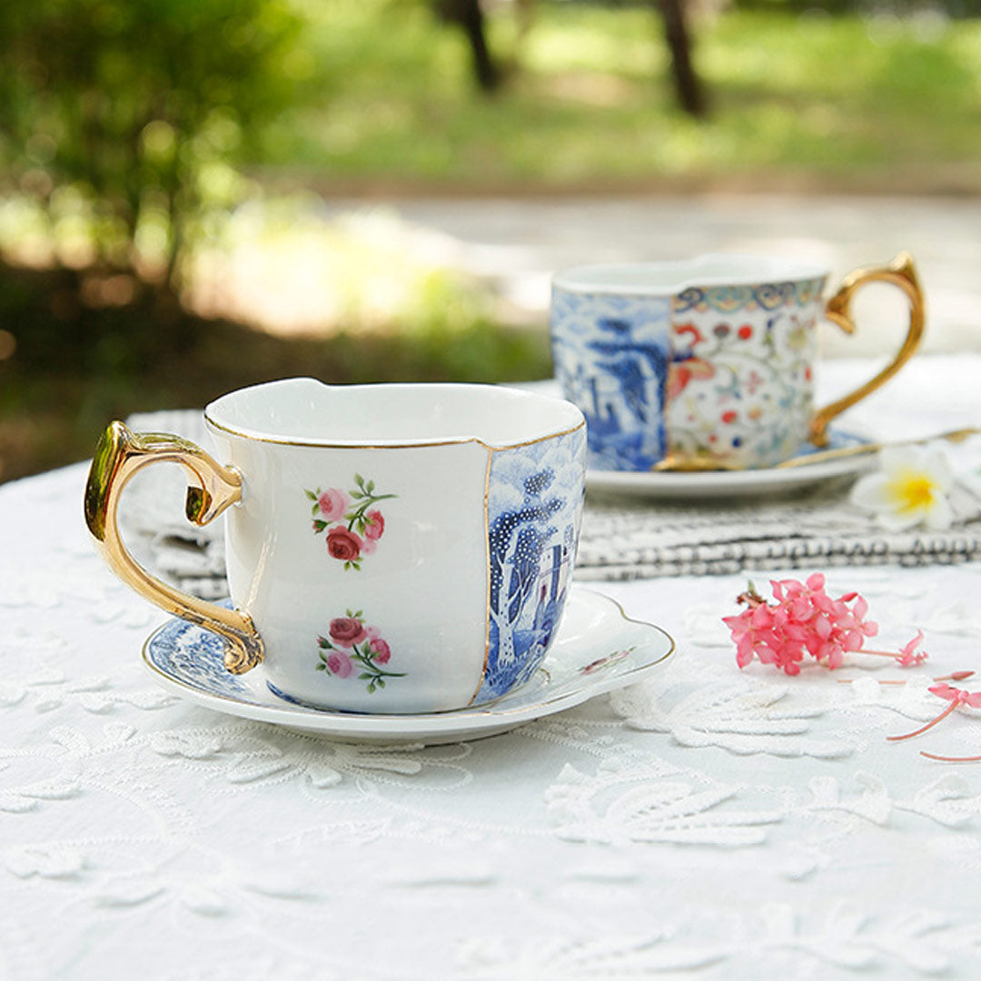 Rural British Style Coffee Cup and Saucer Set