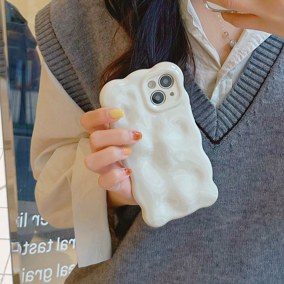 Cute Solid Color Curly Wave Phone Case