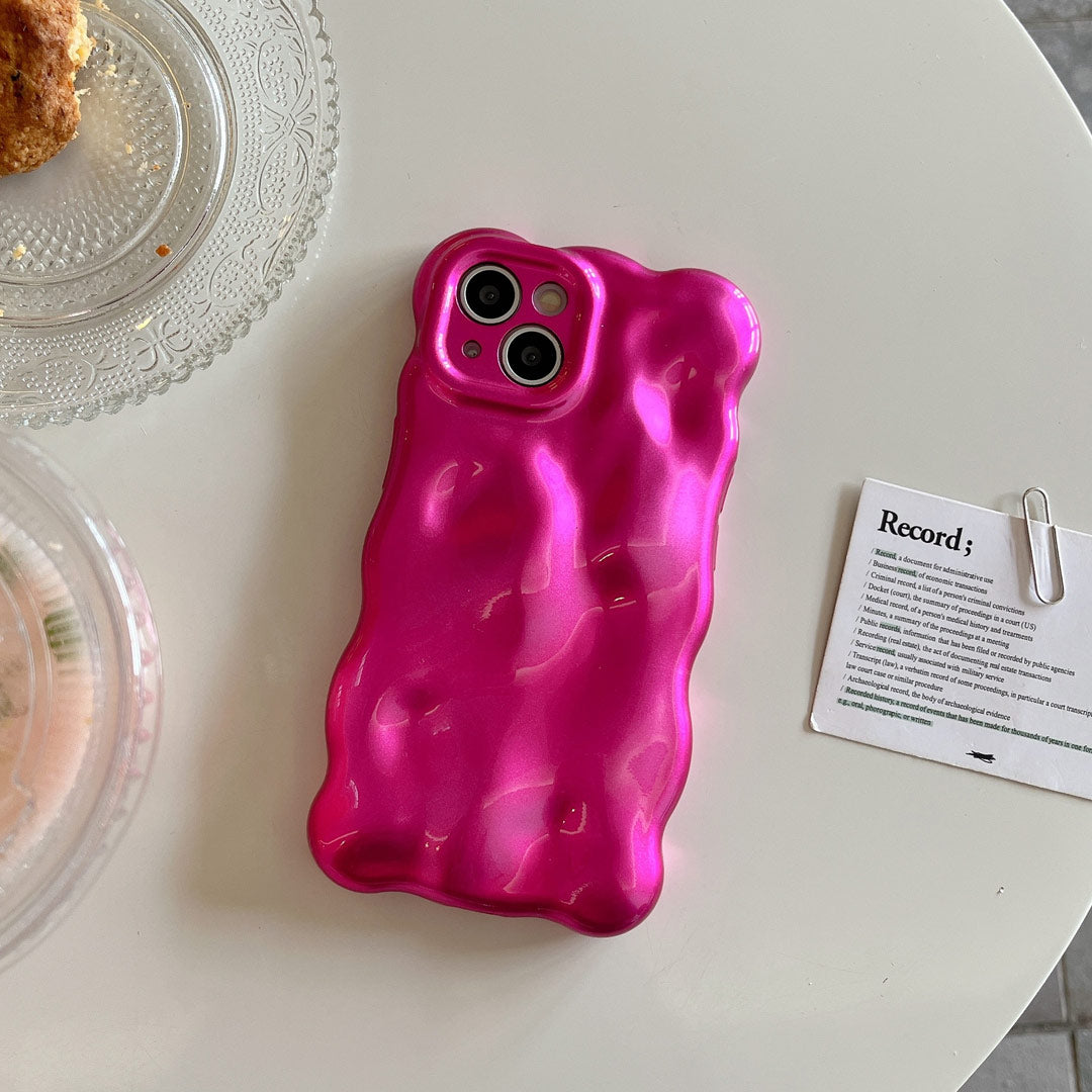 Cute Solid Color Curly Wave Phone Case