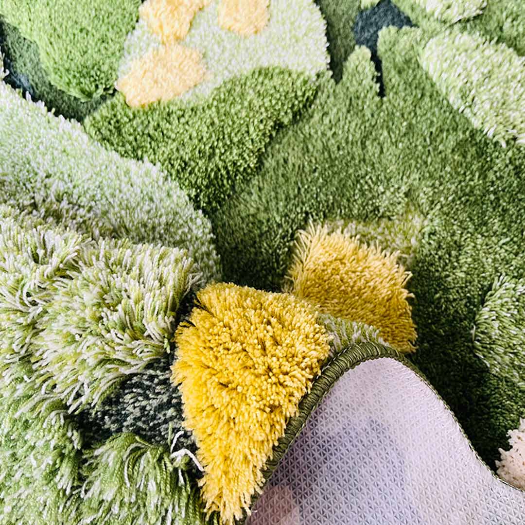 Abstract 3D Plush Moss Rug