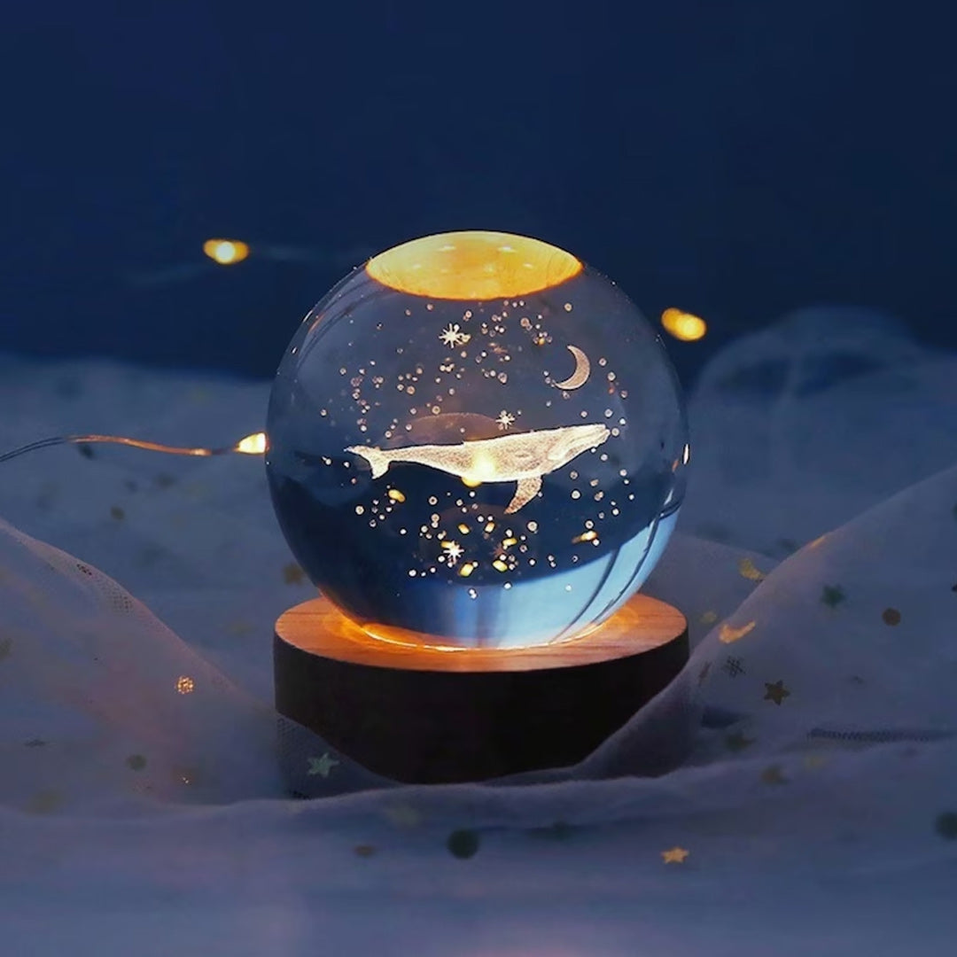 Whale and Space Crystal Lamp Globe