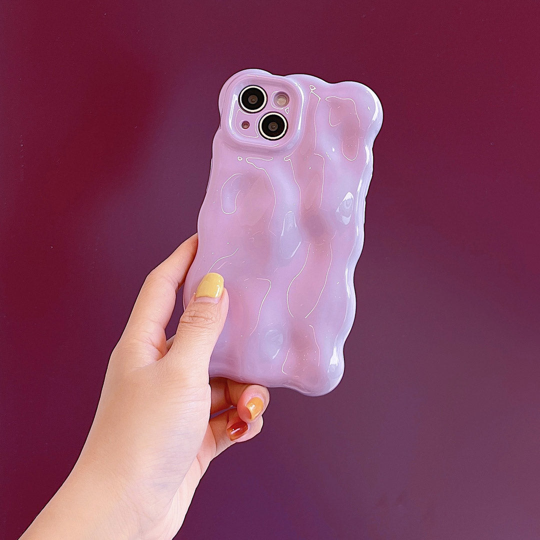 Cute Solid Color Curly Wave Phone Case