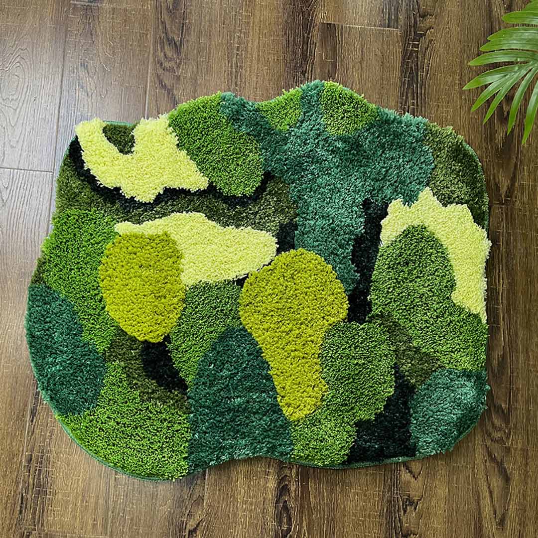 Abstract 3D Plush Moss Rug