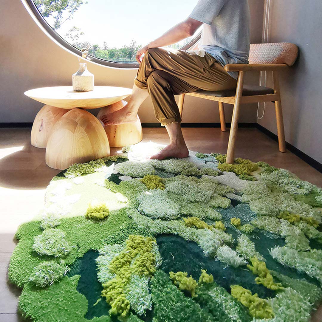 Abstract 3D Plush Moss Rug