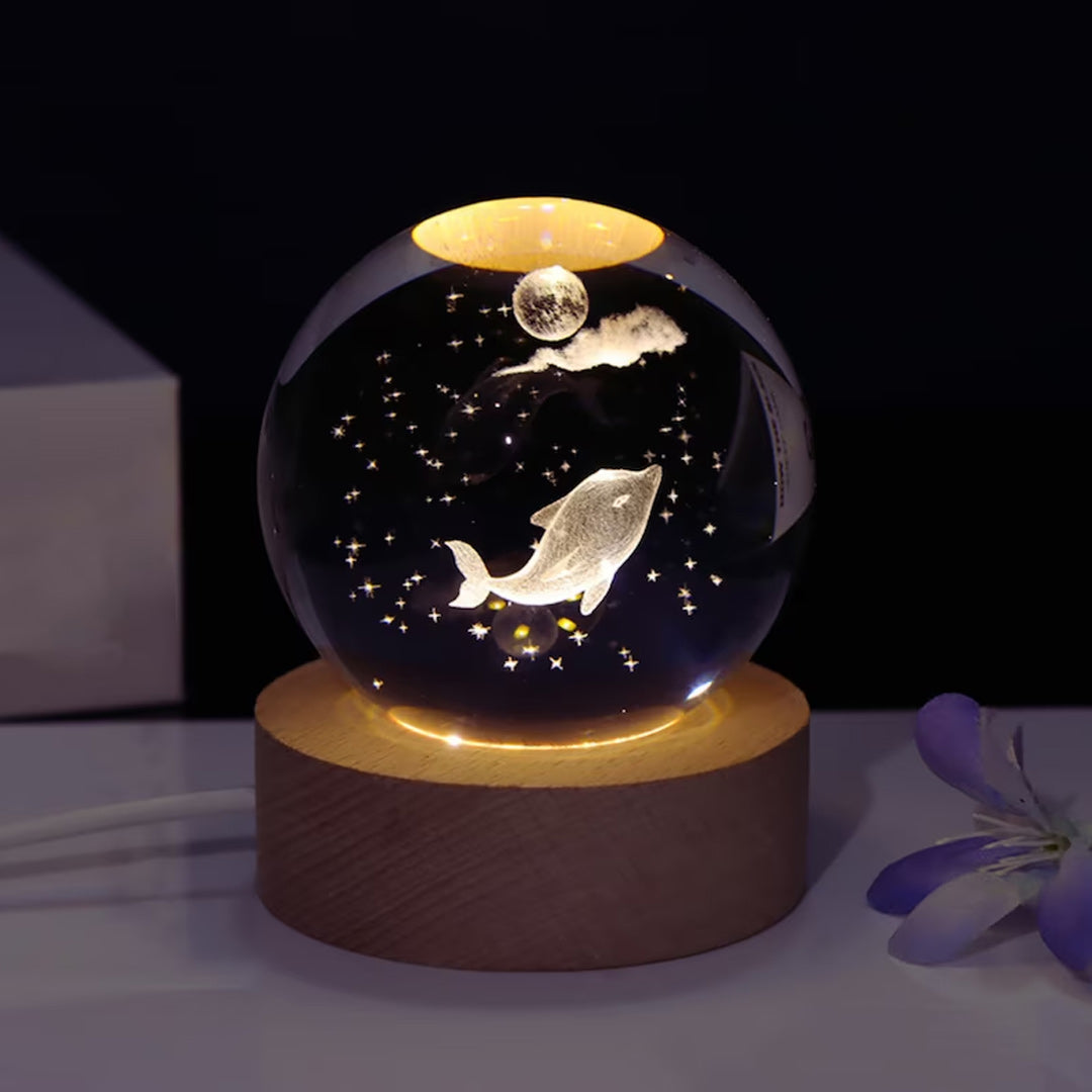 Whale and Space Crystal Lamp Globe