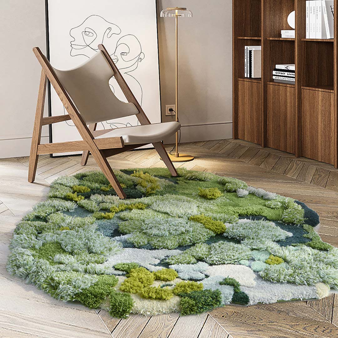 Abstract 3D Plush Moss Rug