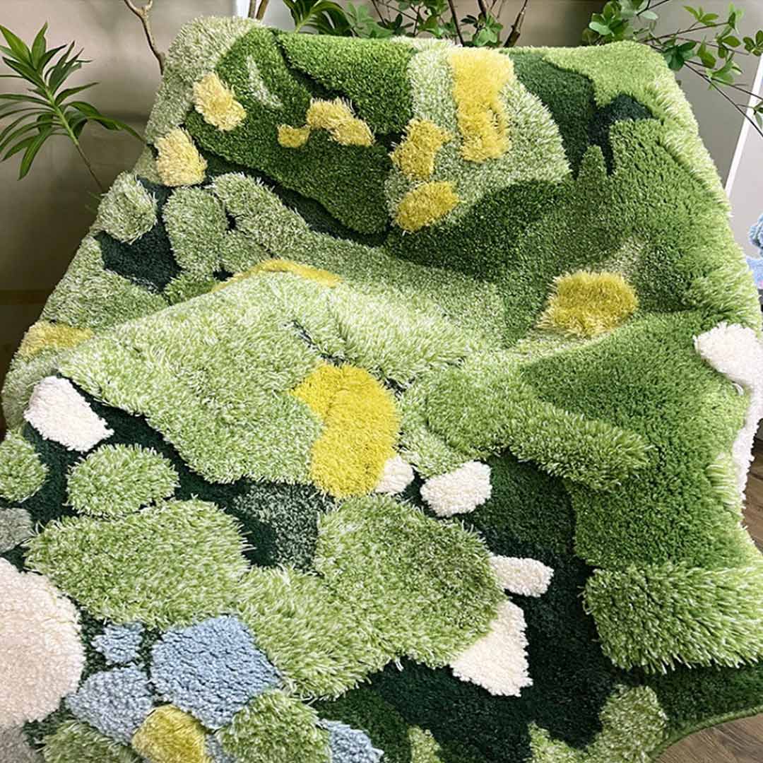 Abstract 3D Plush Moss Rug