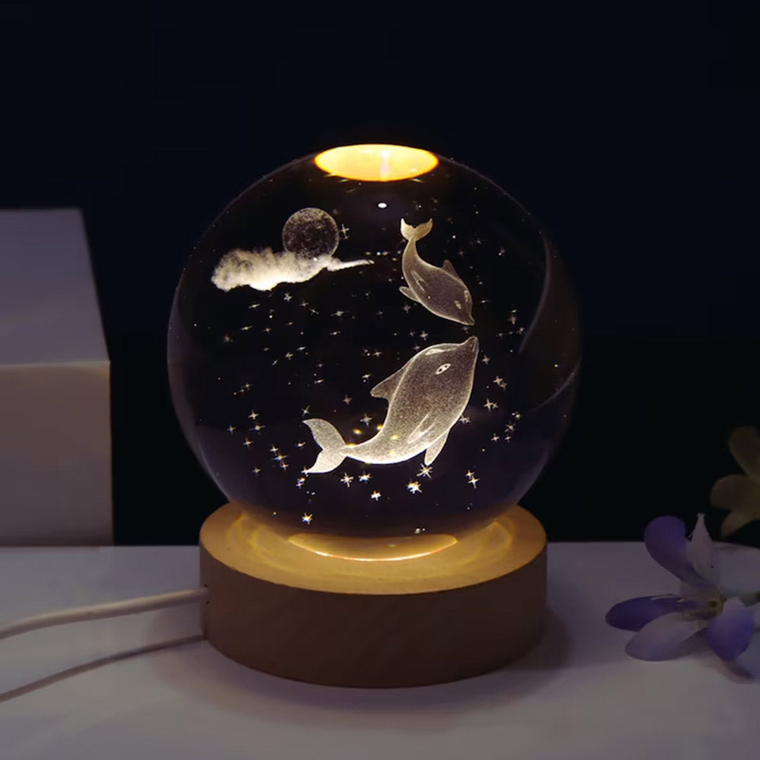 Whale and Space Crystal Lamp Globe