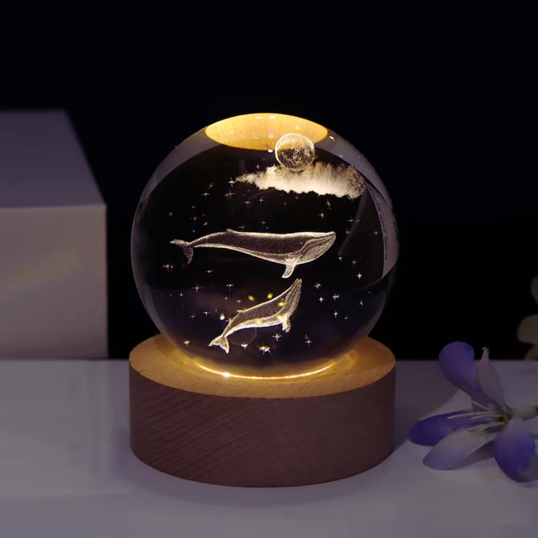 Whale and Space Crystal Lamp Globe