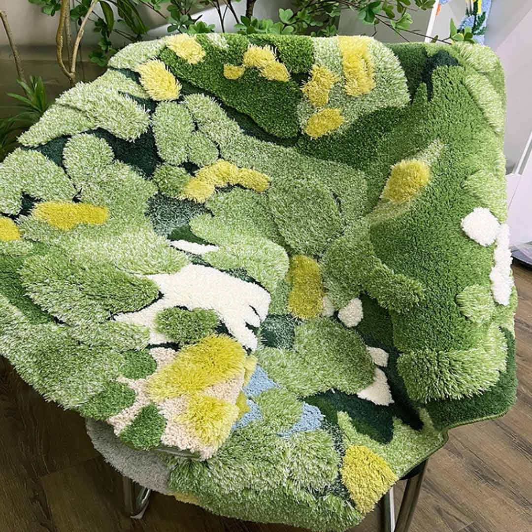 Abstract 3D Plush Moss Rug