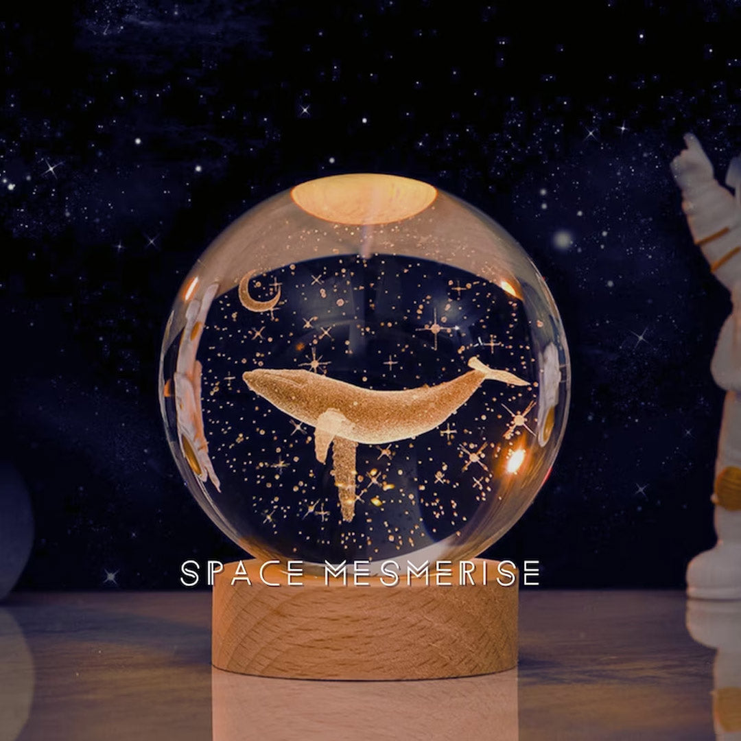 Whale and Space Crystal Lamp Globe
