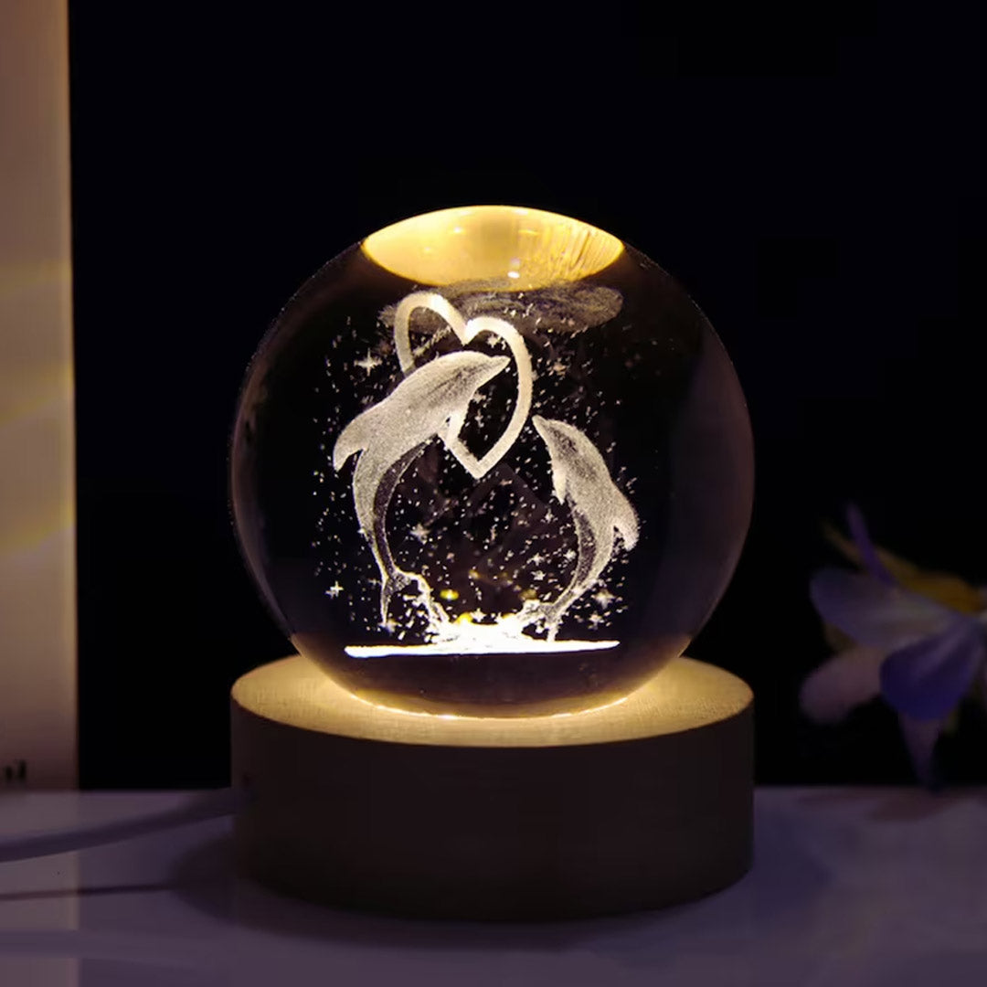 Whale and Space Crystal Lamp Globe