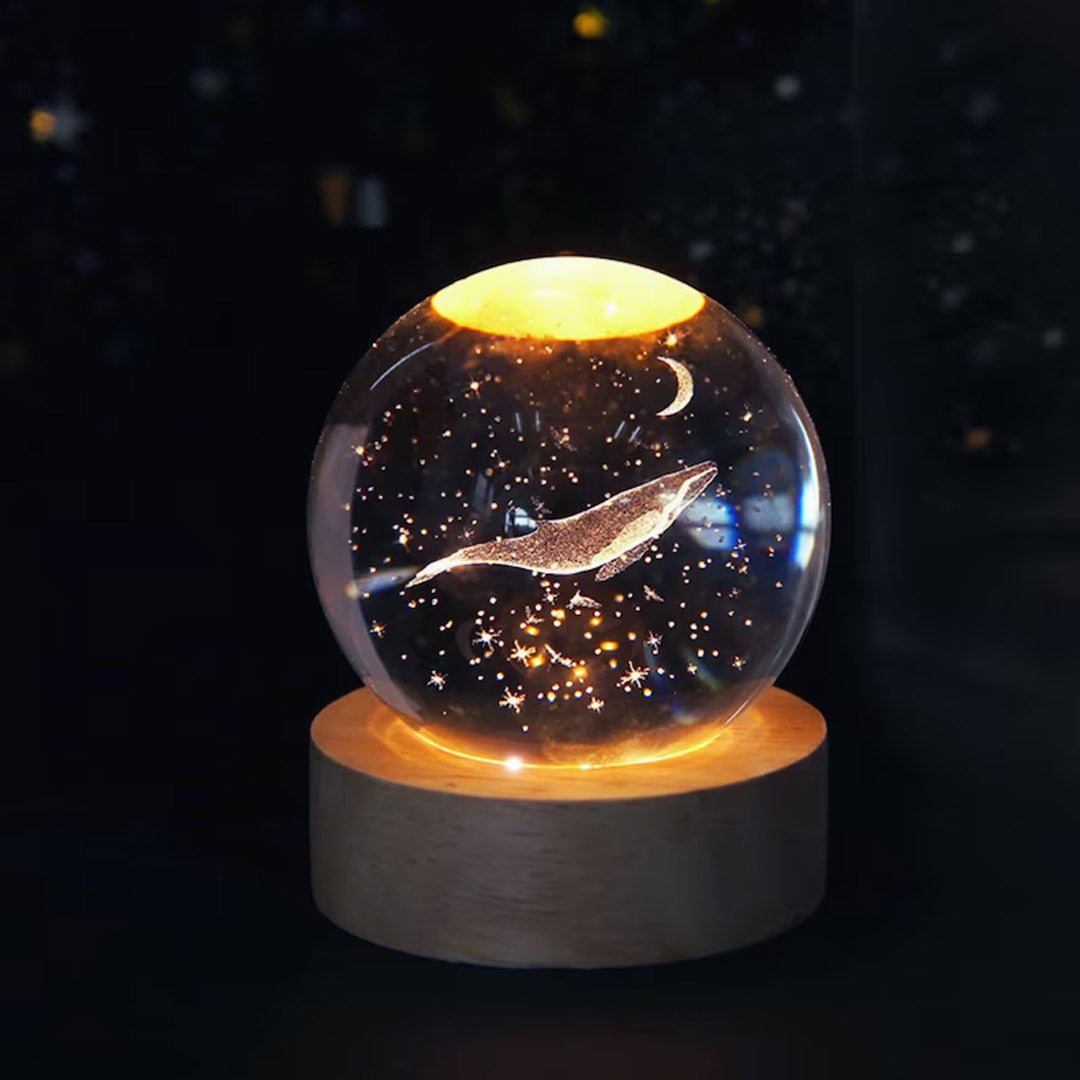 Whale and Space Crystal Lamp Globe