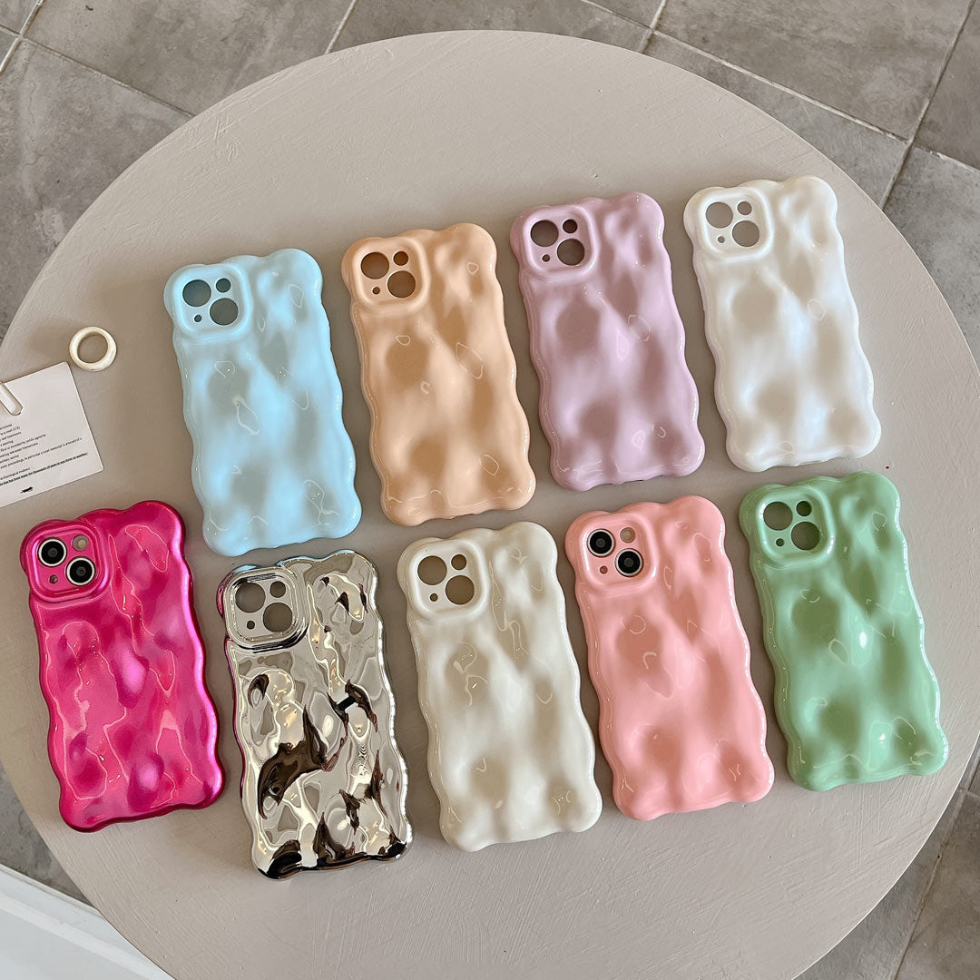 Cute Solid Color Curly Wave Phone Case