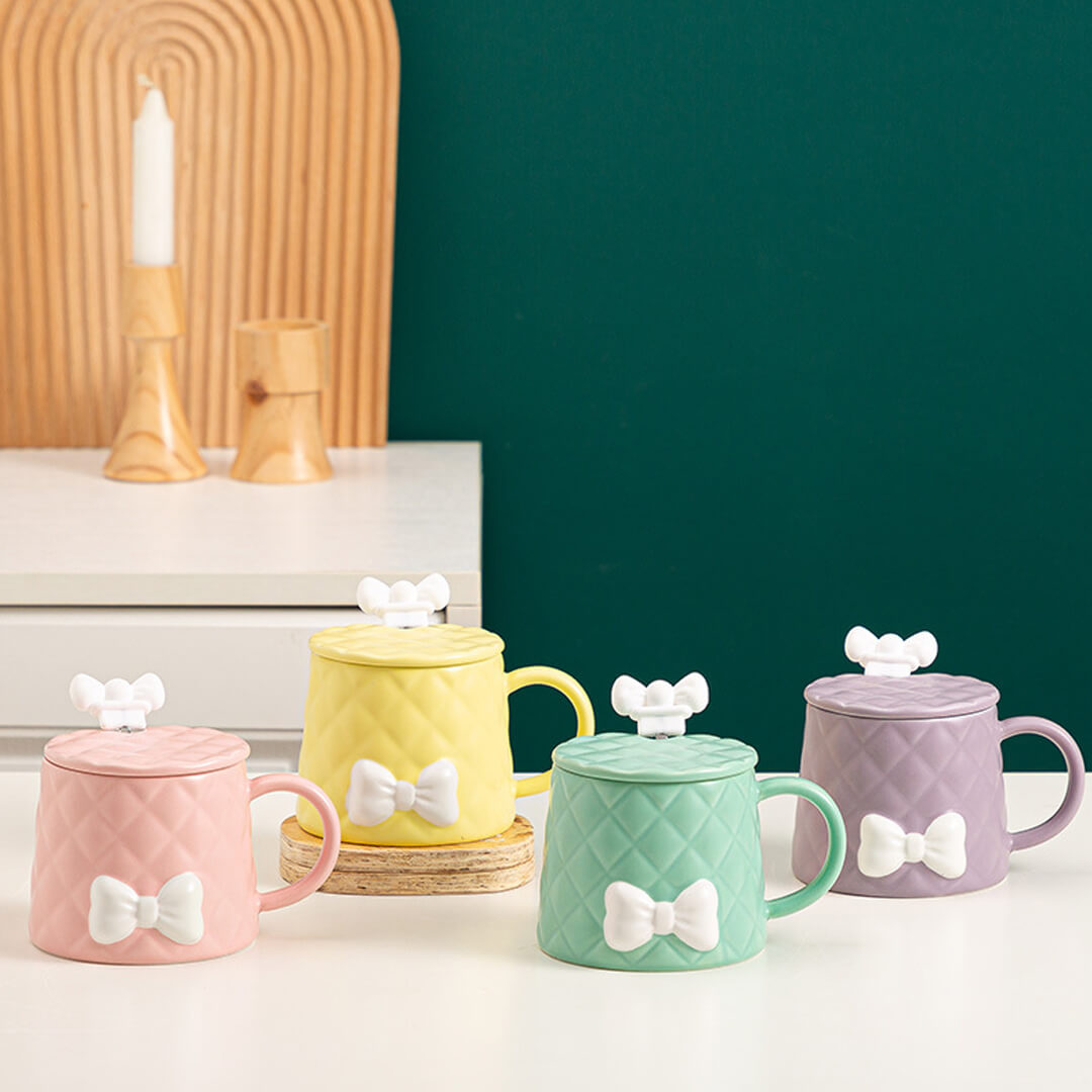 Handmade Bow Embossed Mug