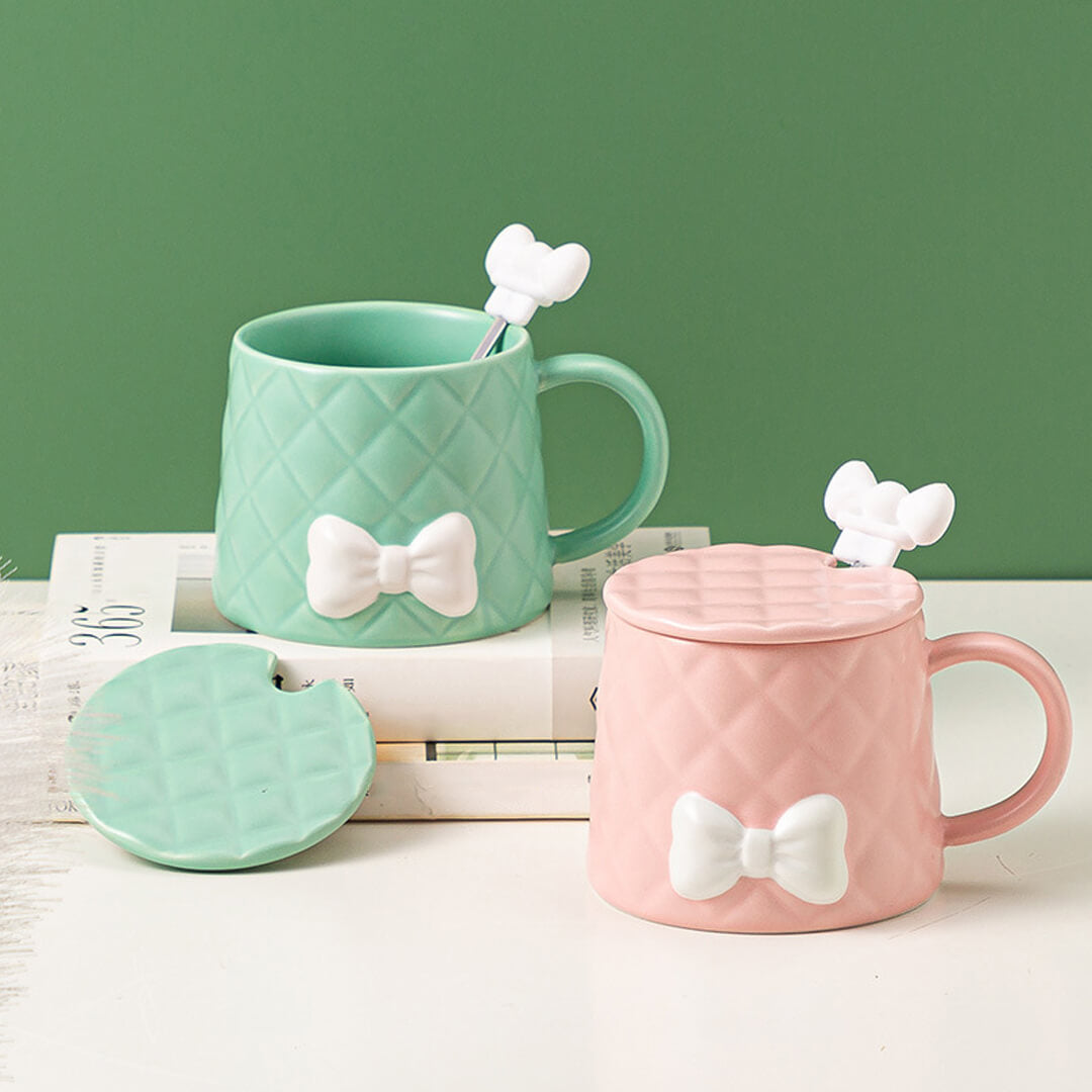 Handmade Bow Embossed Mug