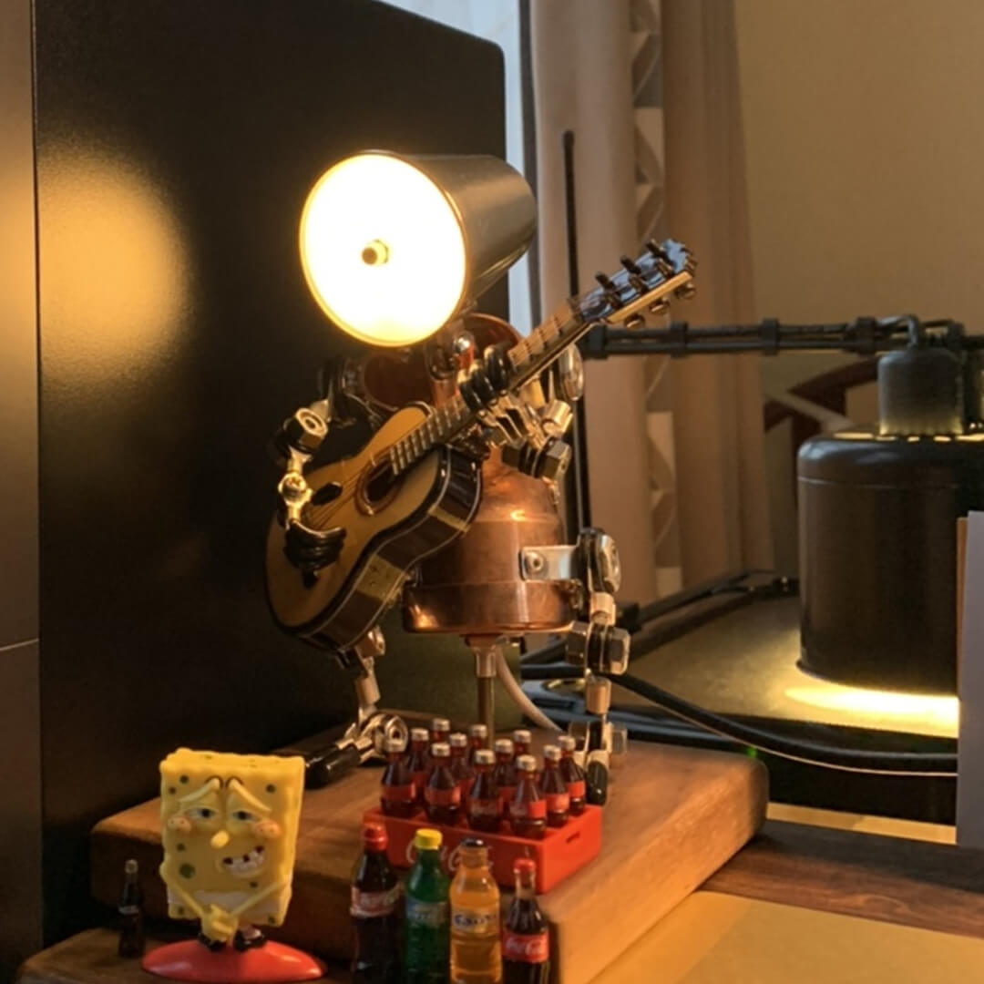 Lampe Robot Guitare Steampunk