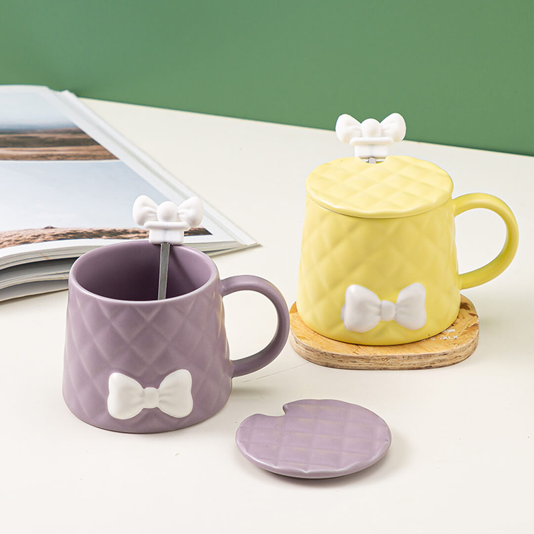 Handmade Bow Embossed Mug