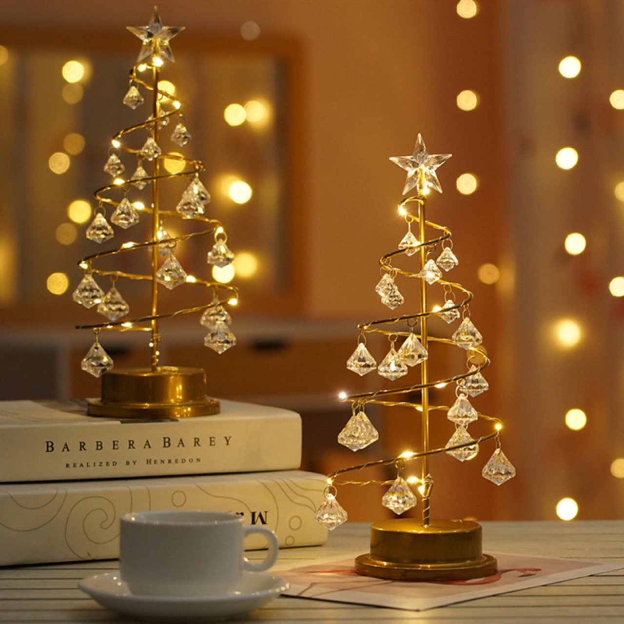 Lámpara de cristal en forma de árbol de Navidad