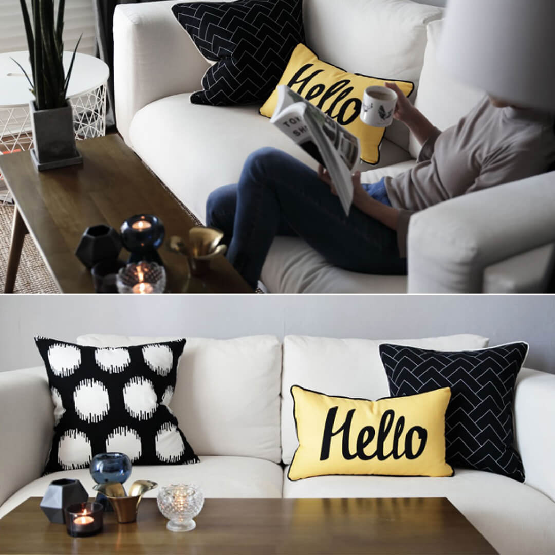 Hello Print Minimalist Pillow Cover