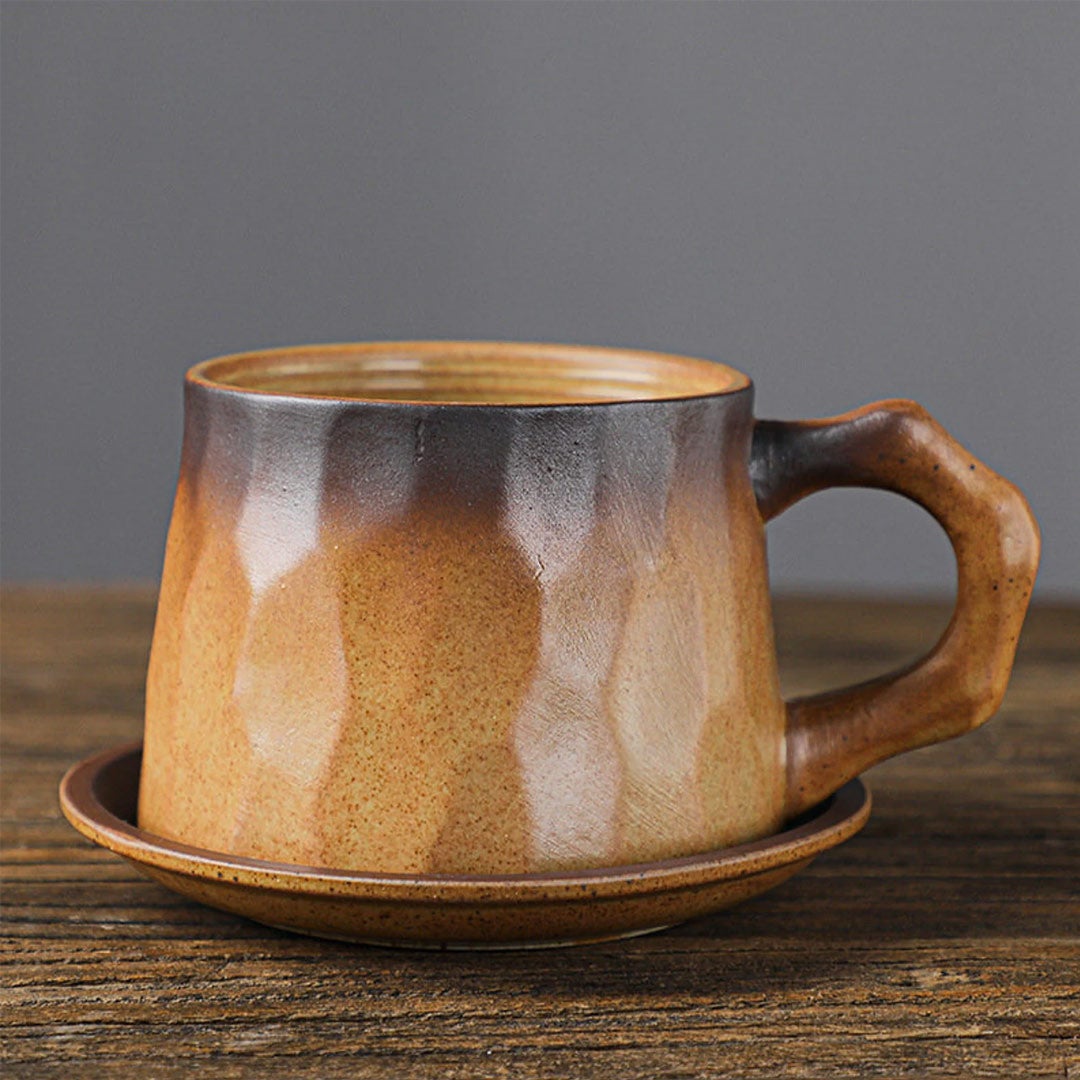 Taza de café de cerámica vintage hecha a mano