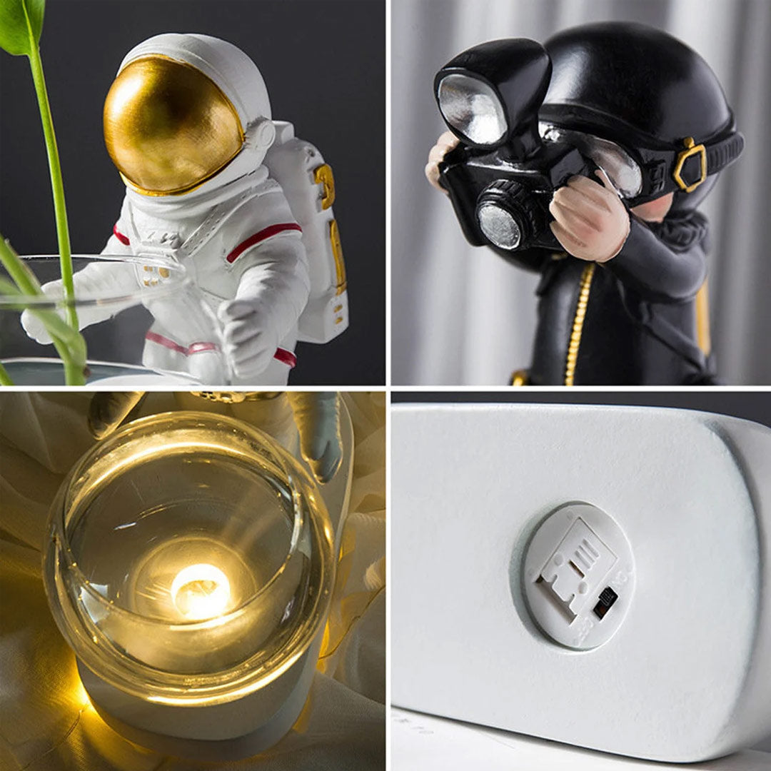 Vaso di vetro astronauta spaziale