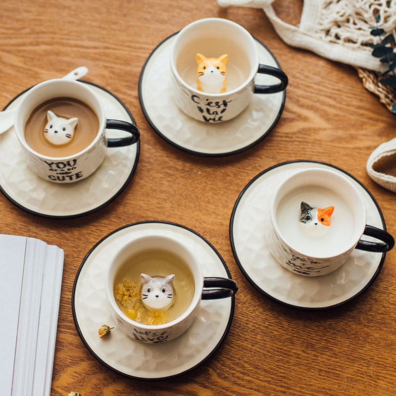 Hand-Made Cute Cat Ceramic Cup