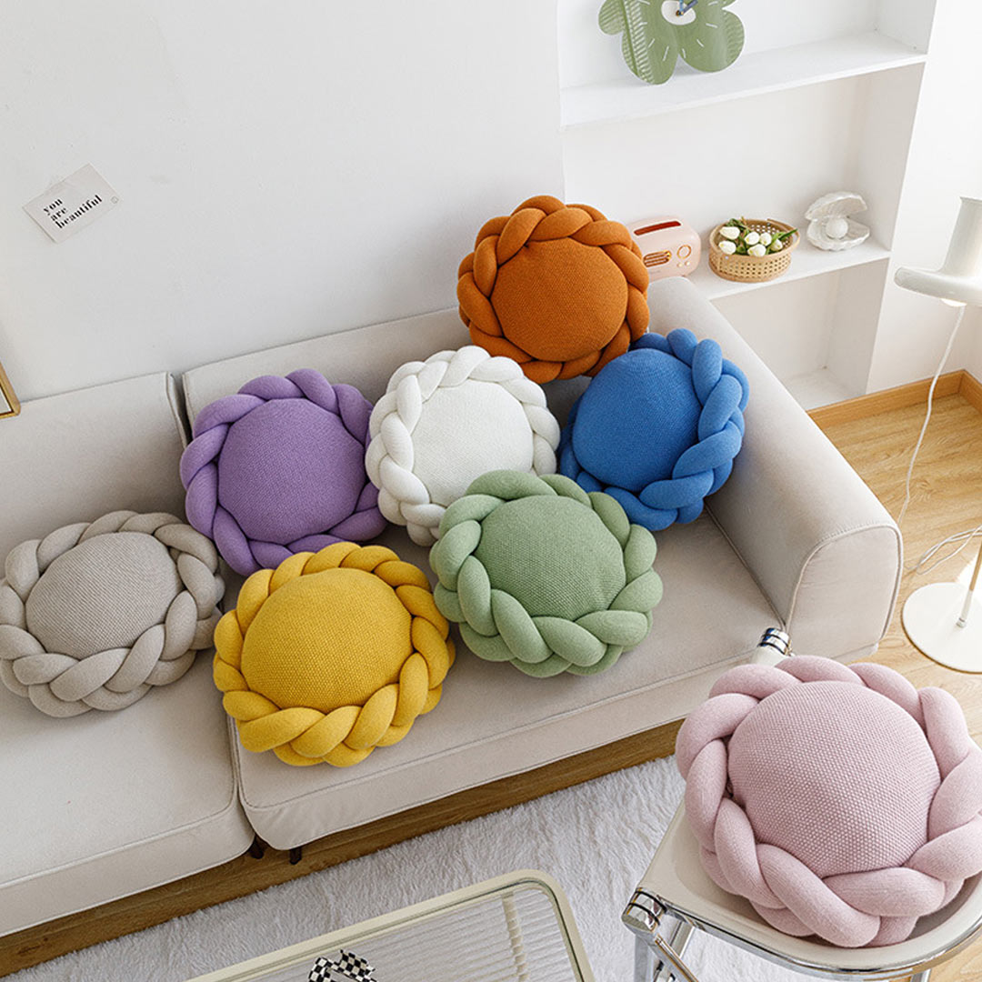 Cojines de punto hechos a mano con forma de flor
