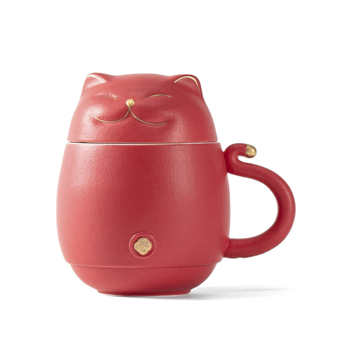 Tasse à thé chat avec infuseur et couvercle