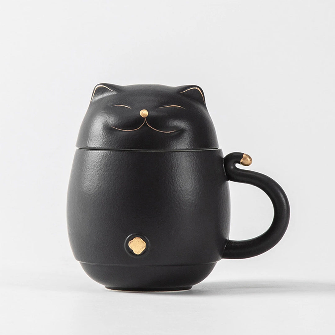 Tasse à thé chat avec infuseur et couvercle