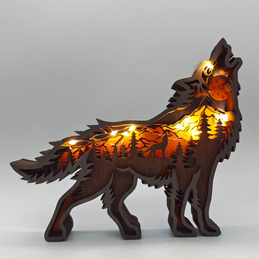 3D Wooden Running Fox Carving Handcraft