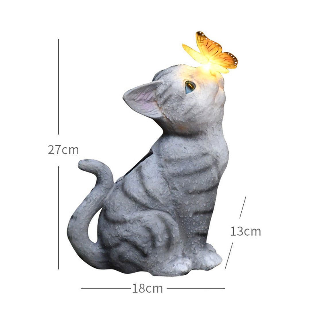 Dog/Cat With Butterfly Solar Lights Garden Decor