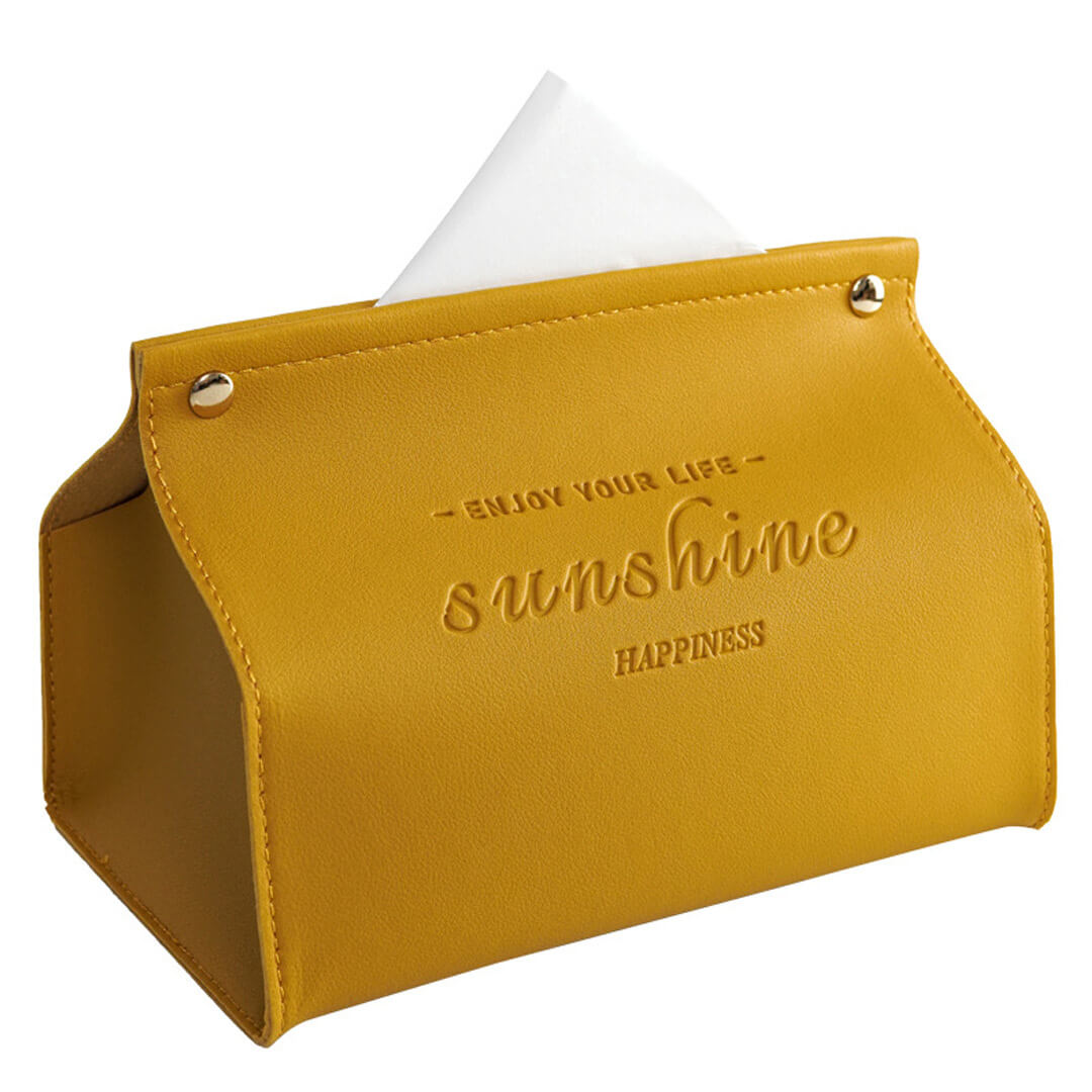 Caja de pañuelos de cuero