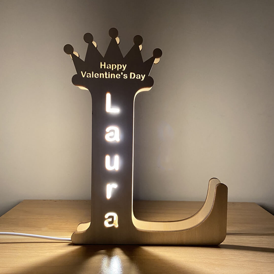 Lampada a LED in legno a forma di corona