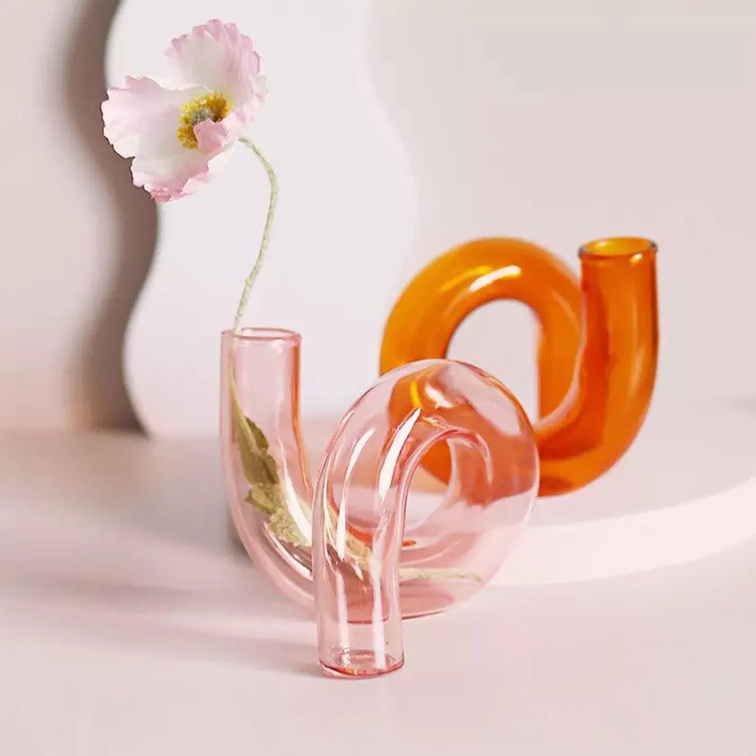 Vase bougeoir en verre torsadé