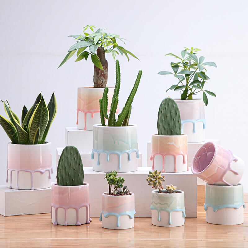 Sweet Dream Hand-made Desktop Drip Glaze Planters