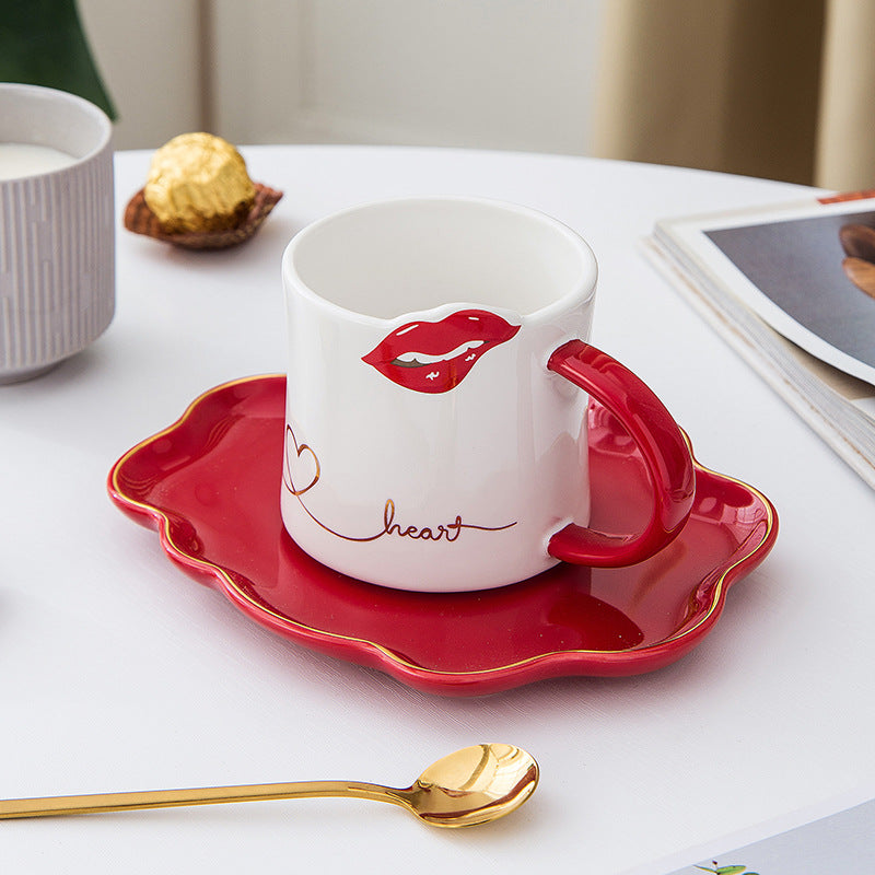 Sexy Red Lip Coffee Mug & Saucer